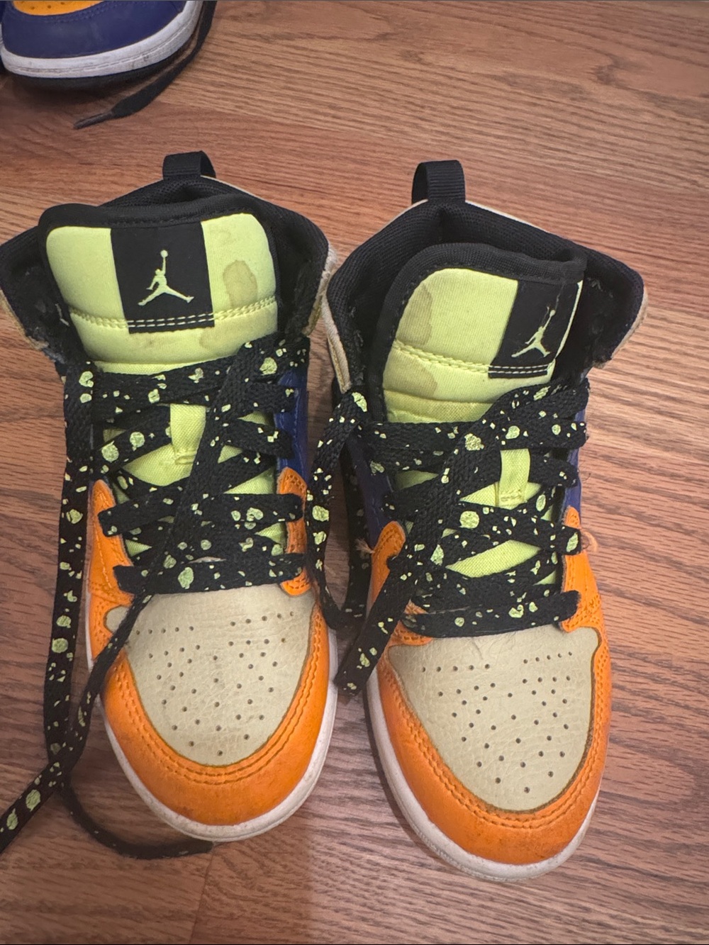 Nike Kids High-Top Sneakers in Orange and Neon Green